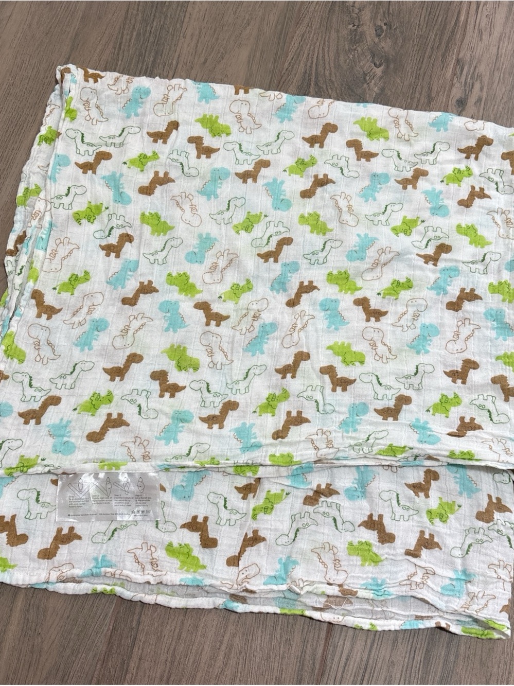 Bamboo Soft Dinosaur Muslin Swaddle Blanket - Green/Blue/Brown